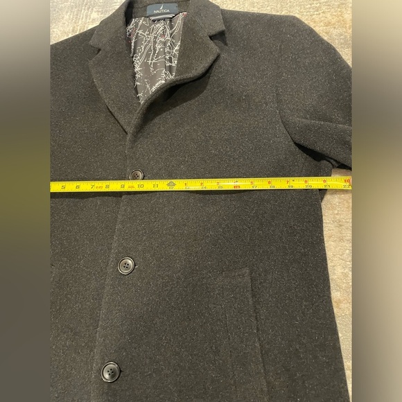Nautica Barge Overcoat Classic Fit Wool Cashmere Blend Lined 40R Dark Gray $450 - Picture 10 of 15
